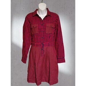Brooks Brothers Red Fleece Plaid Flannel Shirt Dress Size 8 EUC!!